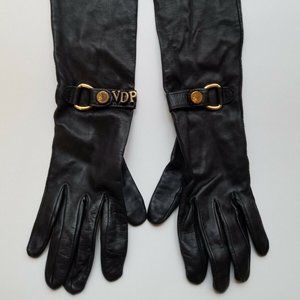Women's VDP Long Black Leather Italian Gloves